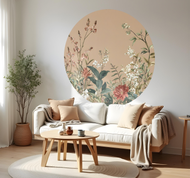 Autocolante de perete sanctuar floral cerc bej - TenStickers
