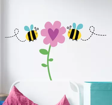 Albină și murală de perete de flori - TenStickers