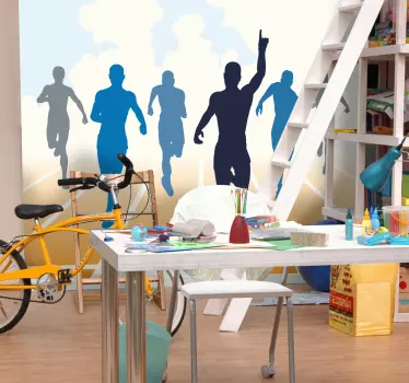 Care rulează oameni silueta birou perete decor - TenStickers