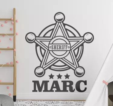 Etichete animale nume personalizat de stea de șerif - TenStickers