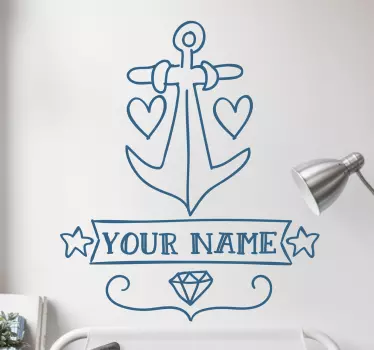 Ancoră cu denumire personalizabilă pentru nautical - TenStickers