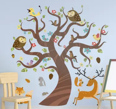 Animale din decalajul peretelui copacului - TenStickers
