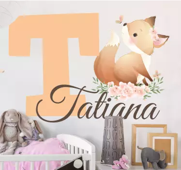 Animale drăguțe vulpe cu nume copii decalcomanie de perete - TenStickers