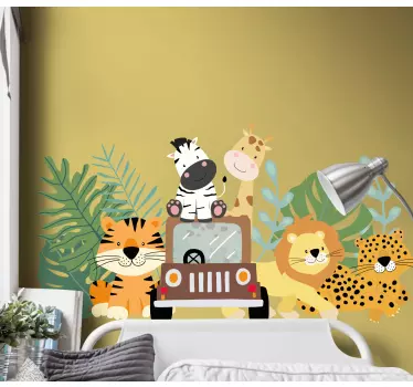 Animale safari setate cu autocolant de perete leu zebră și girafă - TenStickers