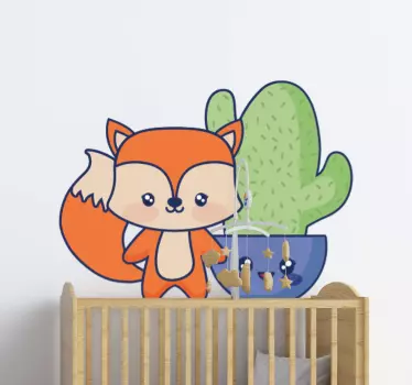 Anime cactus și vulpe desen animat perete dcal - TenStickers