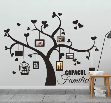 Arbore genealogic cu fotografii decor de perete living - TenStickers