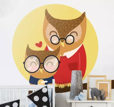 Artă de perete ilustrare familială bufniță - TenStickers