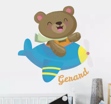 Autocolant de avion ursuleț personalizat - TenStickers