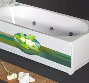 Autocolant de baie cu flori zen - TenStickers