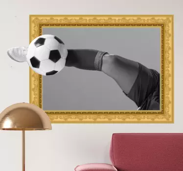 Autocolant de fotbal cadru 3d alb și negru - TenStickers