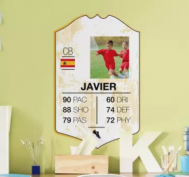 Autocolant de fotbal card cu statistici jucător javier - TenStickers
