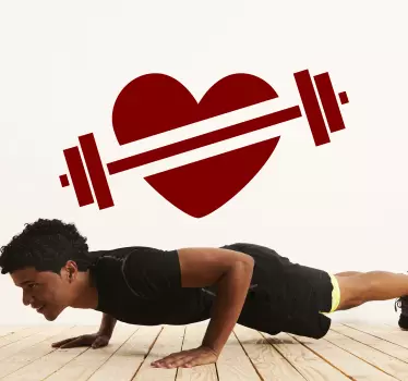 Autocolant de fotbal fitness cu greutăți în formă de inimă - TenStickers
