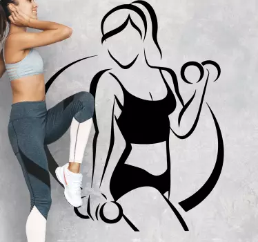 Autocolant de fotbal silueta femeie fitness - TenStickers