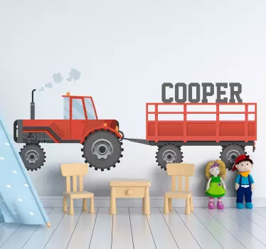 Autocolant de fotbal tractor cu nume personalizat - TenStickers