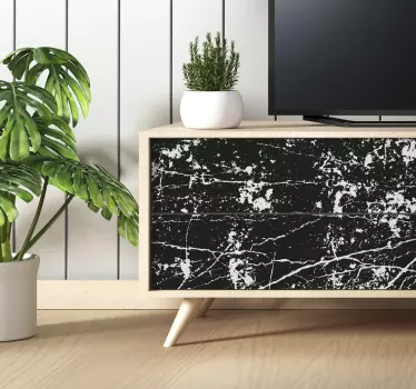 Autocolant de mobilier din textură de marmură alb-negru - TenStickers