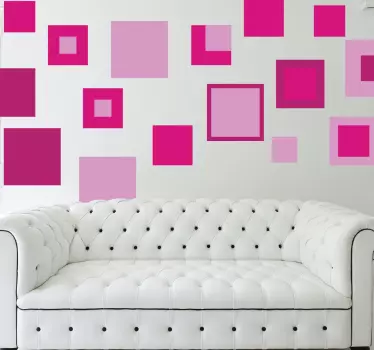 Autocolant de pătrate geometrice roz - TenStickers