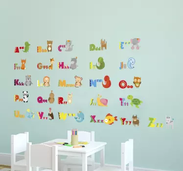 Autocolant de perete alfabet animal - TenStickers
