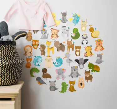 Autocolant de perete circular de grădină zoologică - TenStickers