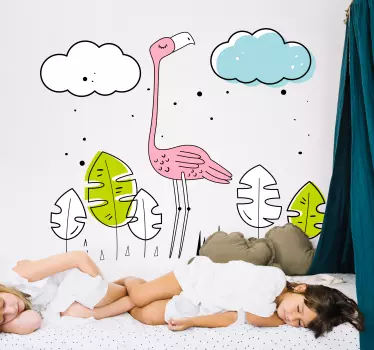 Autocolant de perete cu flamingo artistice - TenStickers