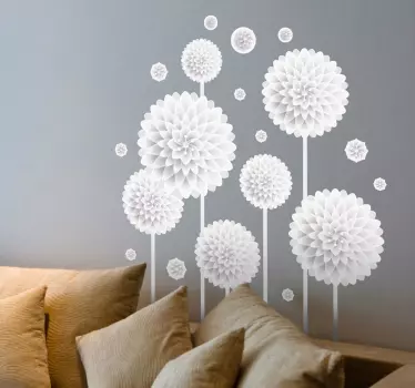 Autocolant de perete cu flori albe - TenStickers
