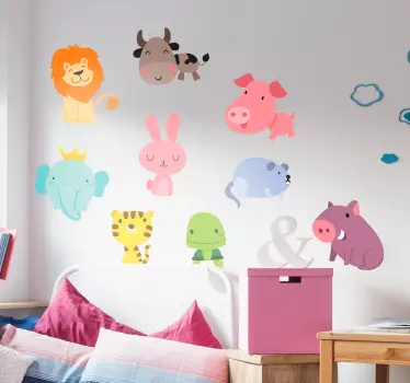 Autocolant de perete de diverse animale pentru copii - TenStickers