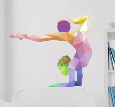 Autocolant de perete de gimnastă origami - TenStickers