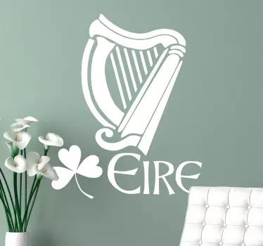 Autocolant de perete de harpă irlandeză - TenStickers