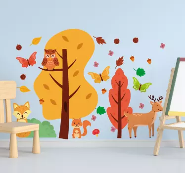 Autocolant de perete dormitor pentru animale în stil nordic - TenStickers