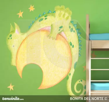 Autocolant de perete dragon dragon lună - TenStickers