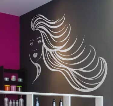 Autocolant de perete feminin cu păr lung - TenStickers