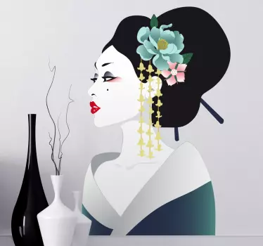 Autocolant de perete japonez geisha - TenStickers