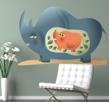Autocolant de perete mama rinocer - TenStickers