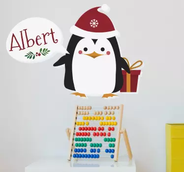 Autocolant de perete personalizat de crăciun pinguin - TenStickers