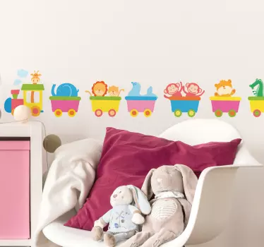 Autocolant de perete tren de animale - TenStickers
