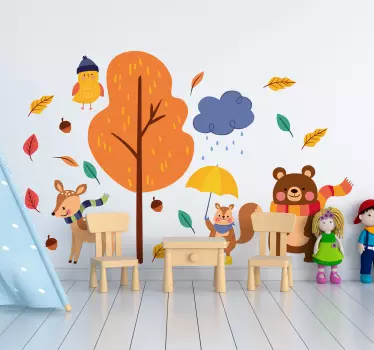 Autocolant de toamnă pentru animale - TenStickers