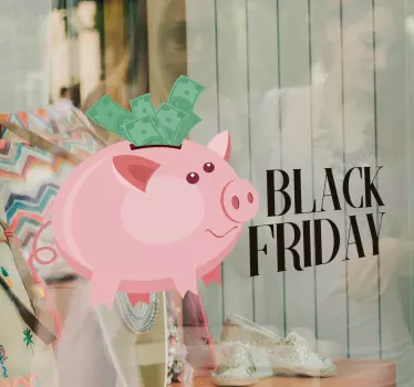 Autocolant de fereastră de porc vineri negru - TenStickers