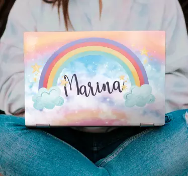 Autocolant fantastic pentru curcubeu cu nori frumoși - TenStickers