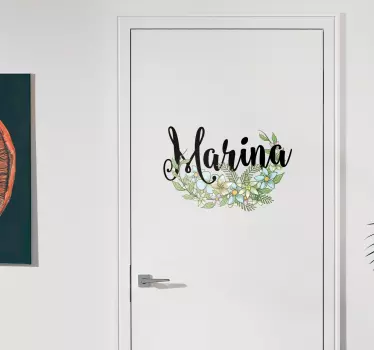 Autocolant floral ușă din sticlă - TenStickers