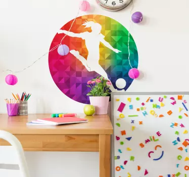 Autocolant multicolor pentru fotbalist feminin - TenStickers