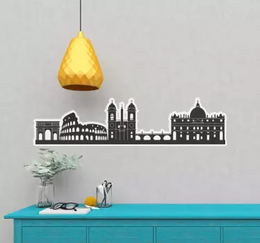 Autocolant oraș silueta orizontului romei - TenStickers