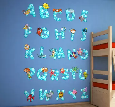 Autocolant pentru copii cu alfabetul oceanului - TenStickers
