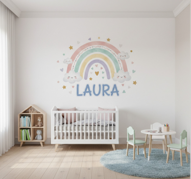 Autocolant pentru copii paste curcubeu cu nume - TenStickers