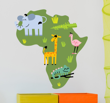 Autocolant pentru harta animalelor africane - TenStickers