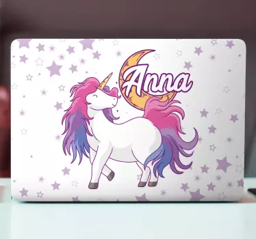 Autocolant pentru laptop unicorn și lună - TenStickers