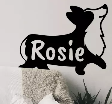 Autocolant personalizat cu perete de siluetă corgi nume - TenStickers