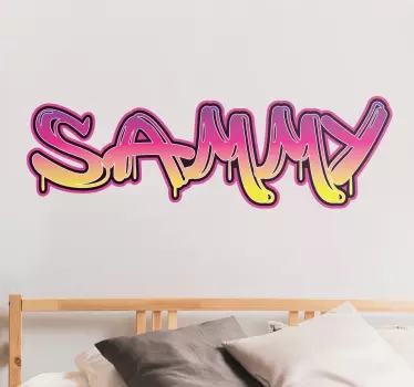 Autocolant personalizat cu text în stil graffiti roz și galben - TenStickers