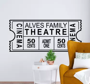 Autocolant personalizat de cinema bilet de teatru personalizat - TenStickers