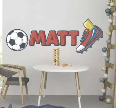 Autocolant personalizat de fotbal cu minge și pantofi - TenStickers