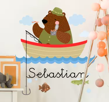 Autocolant personalizat de urs de pescuit - TenStickers