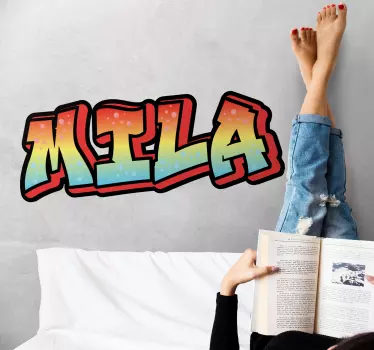 Autocolant personalizat denumire graffitti roșu și albastru - TenStickers